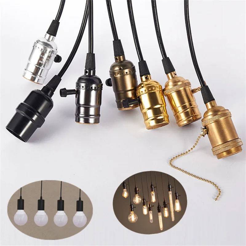 

E27 Lighting Socket Ceiling Screw Bulb Holder Aluminum Vintage Shell Lamp Base Retro Accessories Lighting Parts