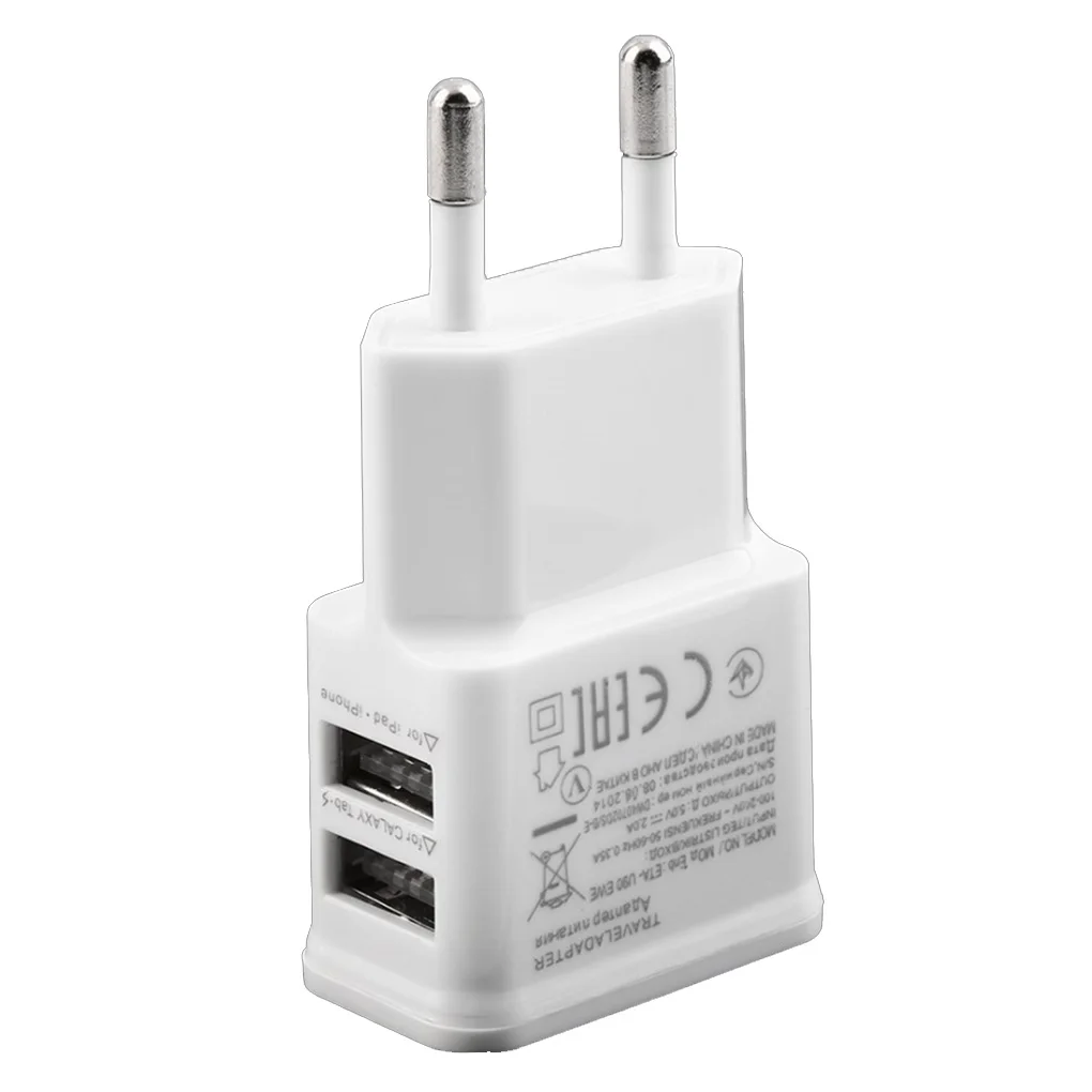 حار بيع العالمي 5 V 2A المزدوج USB ميناء AC مهايئ شاحن الحائط الأبيض للالهاتف المحمول اللوحي