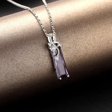 Ожерелье из стерлингового серебра S925 пробы с аметистом, подвеска Bizuteria для женщин, цепочка с замком, Фиолетовый Сапфир, Colgante De 925, подвеска pierscionk