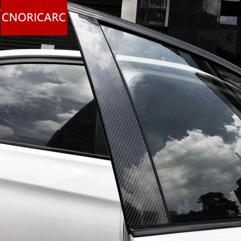 

CNORICARC Car Window BC Column Trim Strips Carbon Fiber Car body protection sequins decals 6pcs for BMW 3 Series e90 f30 2009-18