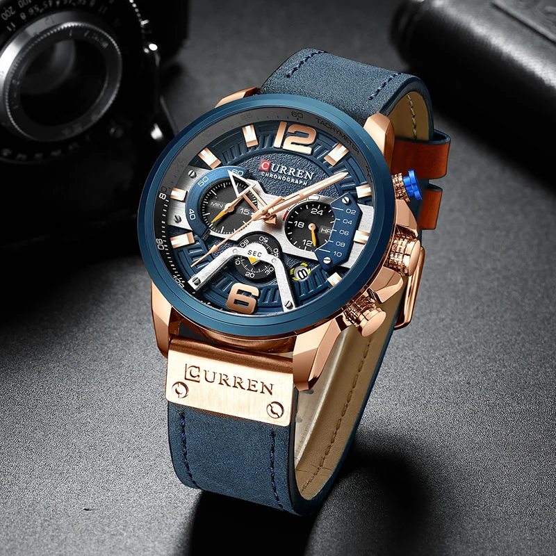 2019 Luxury Brand CURREN Men Analog Leather Sports Watches Men's Army Military Watch Male Date Quar