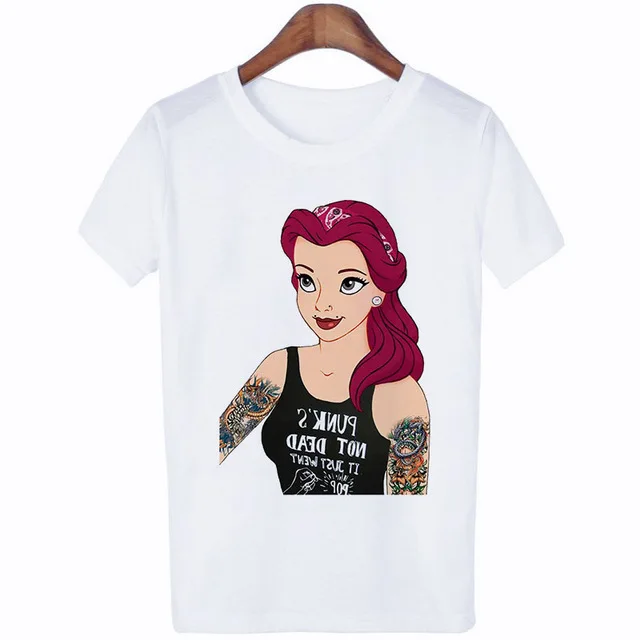 

Summer Fashion T Shirt Women Tattoo Princess Funny Humor Aesthetic Female T-shirt Round Neck Tshirt Gifts Dropshipping