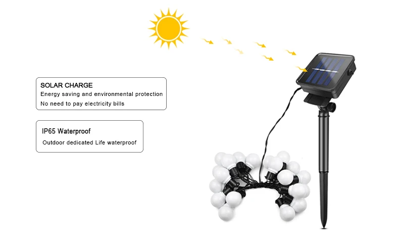 Солнечный светильник Guirlande Lumineuse светодиодный пузырьковый шар гирлянда садовый забор патио Солнечный Сказочный светильник s наружный струнный светильник s