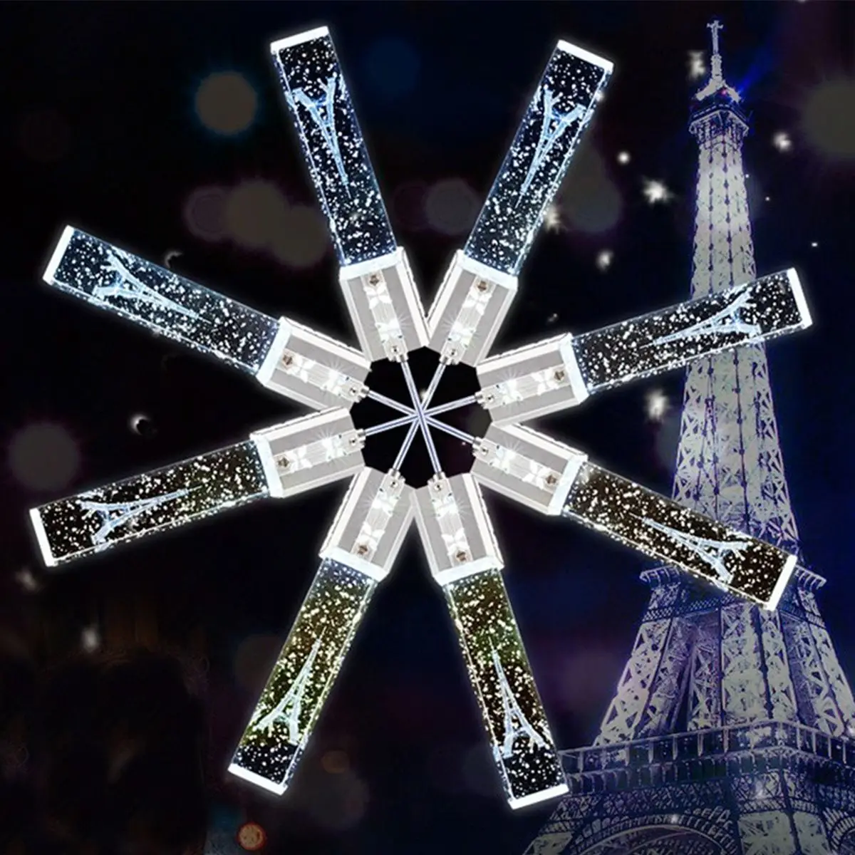 

LED Romantic Eiffel Tower Crystal Round Plate Pendant Light Night Lamp Fixtures Bar Living Room Home Decor Indoor Warm Lighting