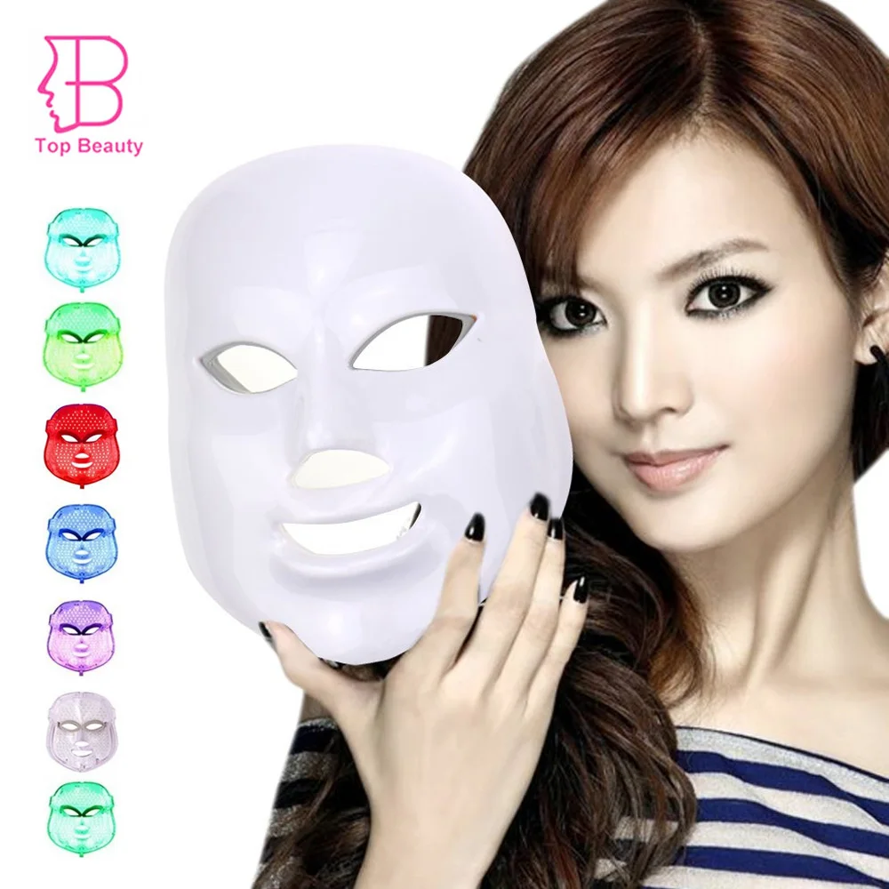 TOP BEAUTY 7Colors led Facial Mask Photon Facial Mask Wrinkle Face Skin Rejuvenation Massager Acne Removal Beauty Spa Device