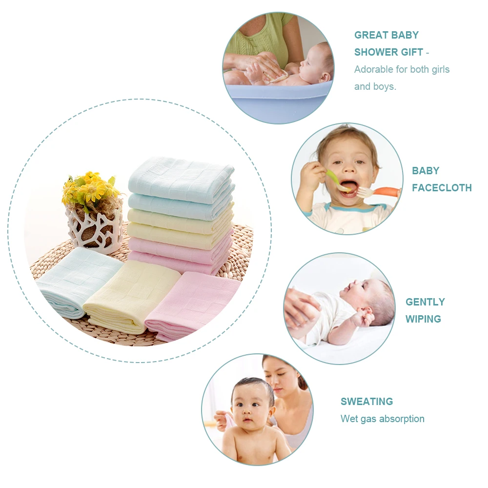 

Urijk Solid Color Infant Newborn Kids Towels Square Face Hand Small Towel Soft Cotton Baby Bath Towel Feeding Wipe Cloth 26x26cm