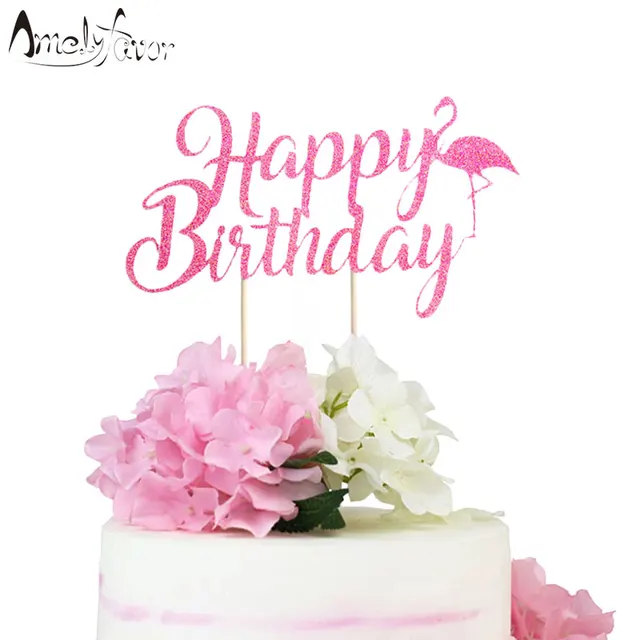 Hy Birthday Flamingo Cake Topper Summer Party Decorations Pink Hy Birthday Flamingo Cake Topper Summer Party Decorations Pink Glitter Supplies