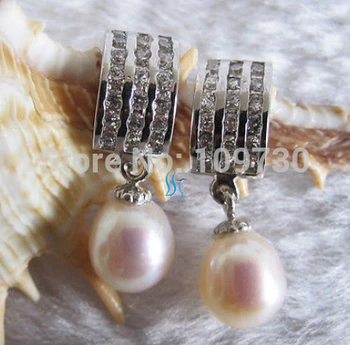 

ry00393 7.5*8.5mm White Freshwater Pearl Dangle Earrings