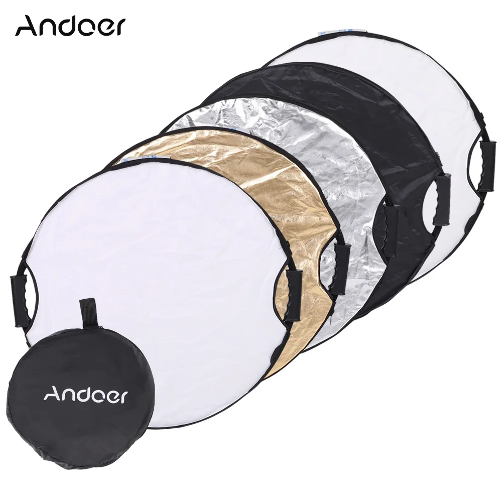 Andoer 60 см 5в1 Круглый отражатель рушится многодисковый портативный круговой фото фотостудия видео свет отражатель