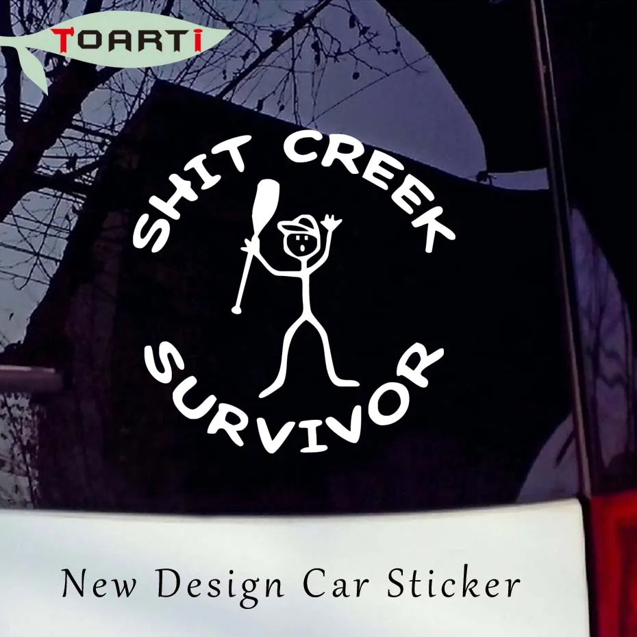 

10*10CM Shit Creek Survivor Funny Car Truck Sticker Window Decorative Decals Vinyl Removable A Man With Paddle Car Styling
