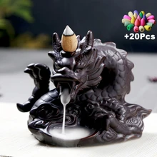 Подарок 20 пирамидки благовоний крутой Китайский талисман дракон ладан горелка фарфор обратная курильница с дымом просмотра креативный подарок