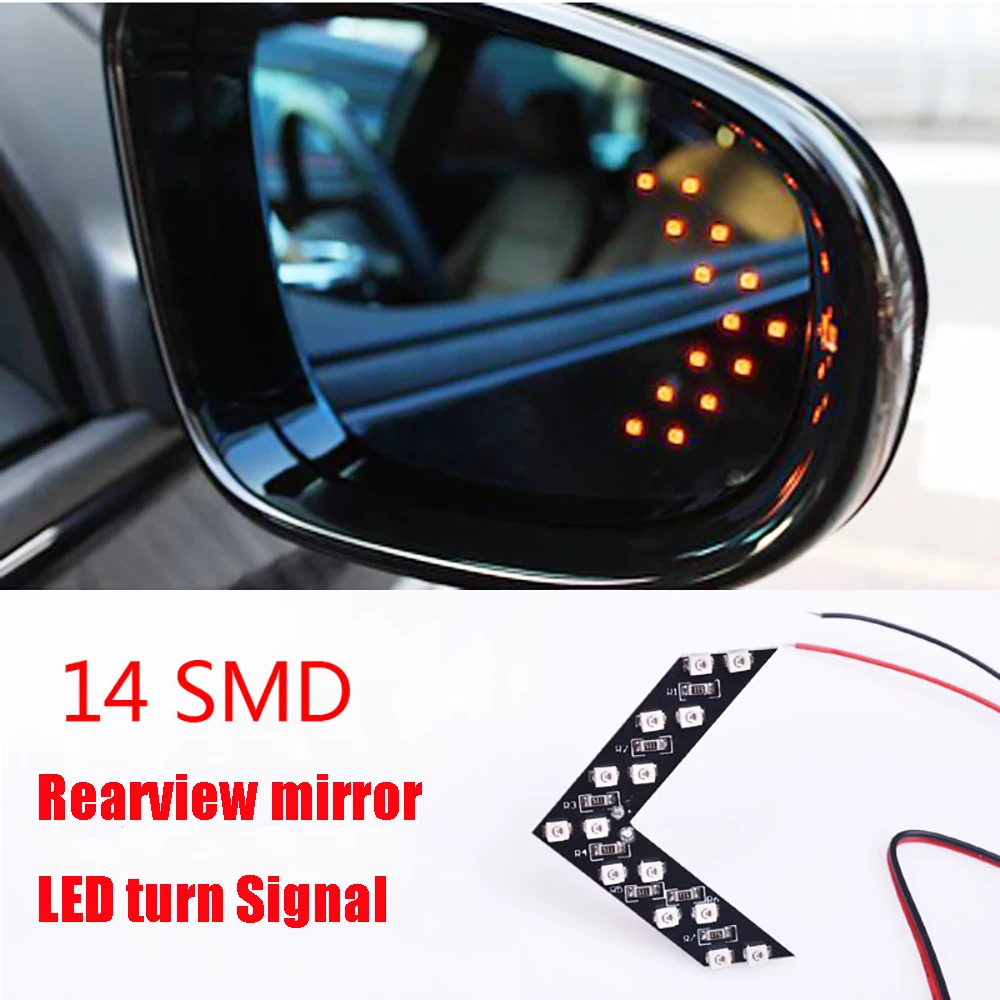2 PCS Car Styling 14 SMD LED Arrow Panel Yellow Green Red Blue For Rear View Mirror Indicator Turn Signal Light Parking | Автомобили и