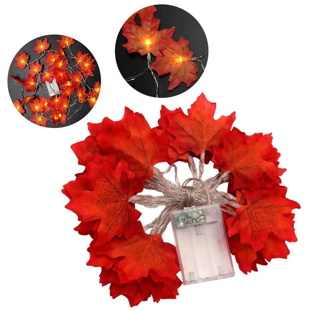OurWarm Halloween Maple Leaves String Lights 3M 30 LED Fall Garland Holiday Party Light Festive Event Supplies DIY Decoration