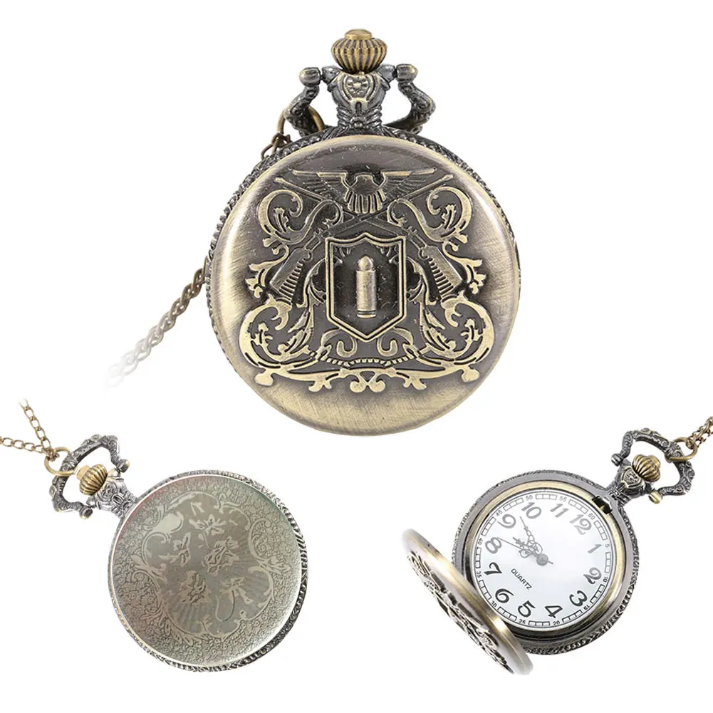 Vintage Retro Alloy Pocket Watch Men Women Necklace Pendant Chain Clock