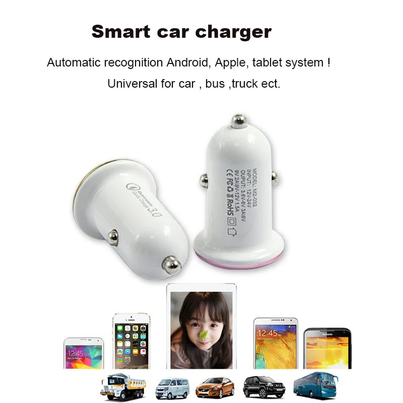 مصغرة سريعة سريع QC3.0 QC2.0 USB سيارة شاحن آيفون سامسونج S9 S10 زائد هواوي P30 سريع شحن الهاتف شاحن سيارة