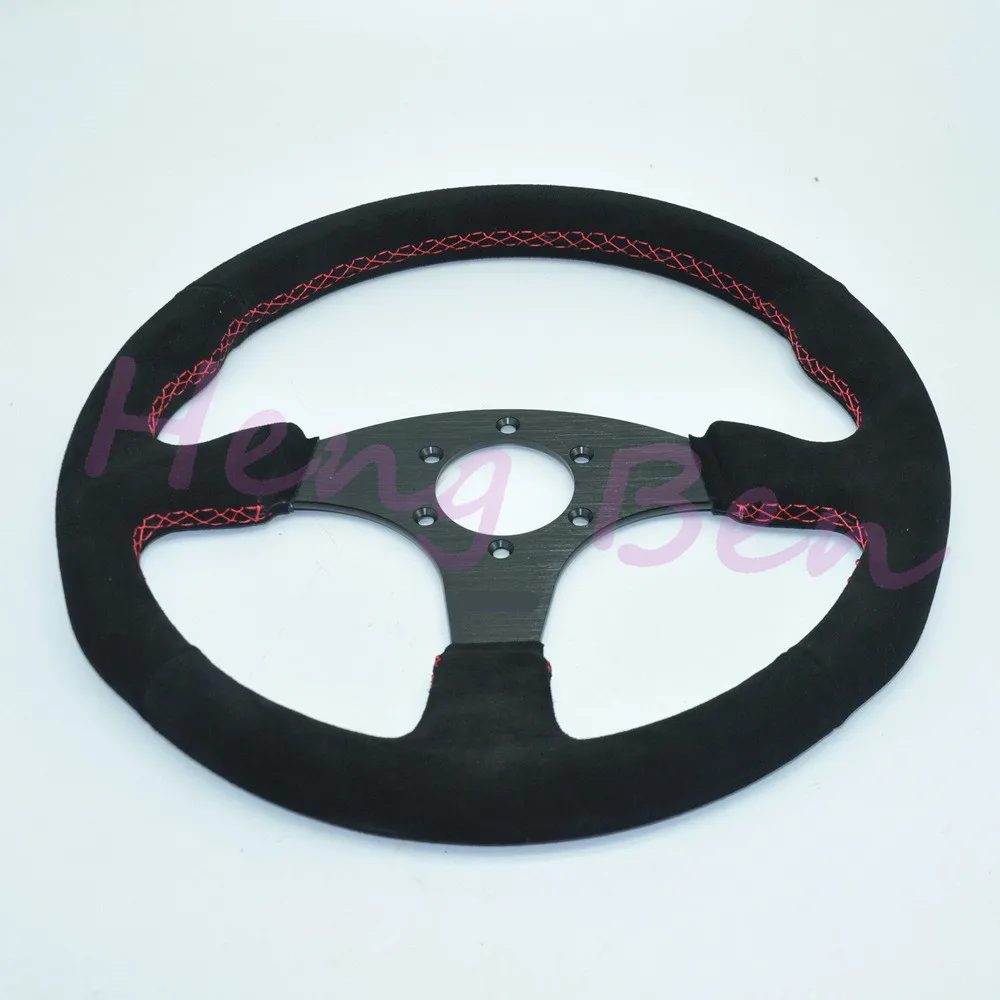 Universal 14inch 350mm Racing Steering Wheel Auto Steering Wheel Suede leather Steering Wheel 5128BK