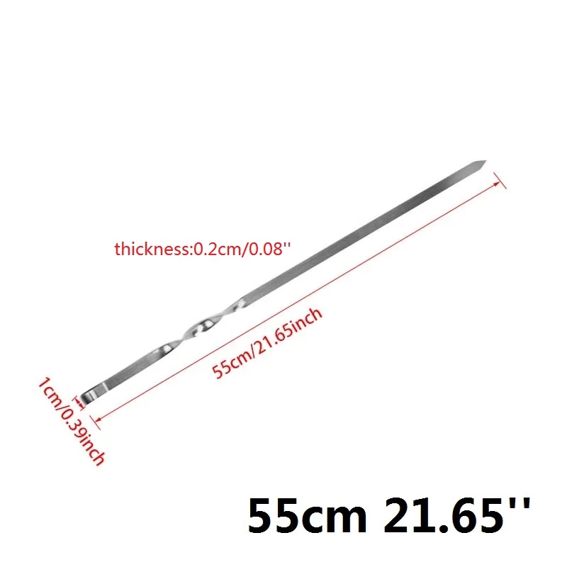21,6 ''55 см Шашлык из нержавеющей стали большой плоский Шашлык Набор игл для барбекю палочки Shish Kabob с металлической ручкой для улицы вилки инструмент