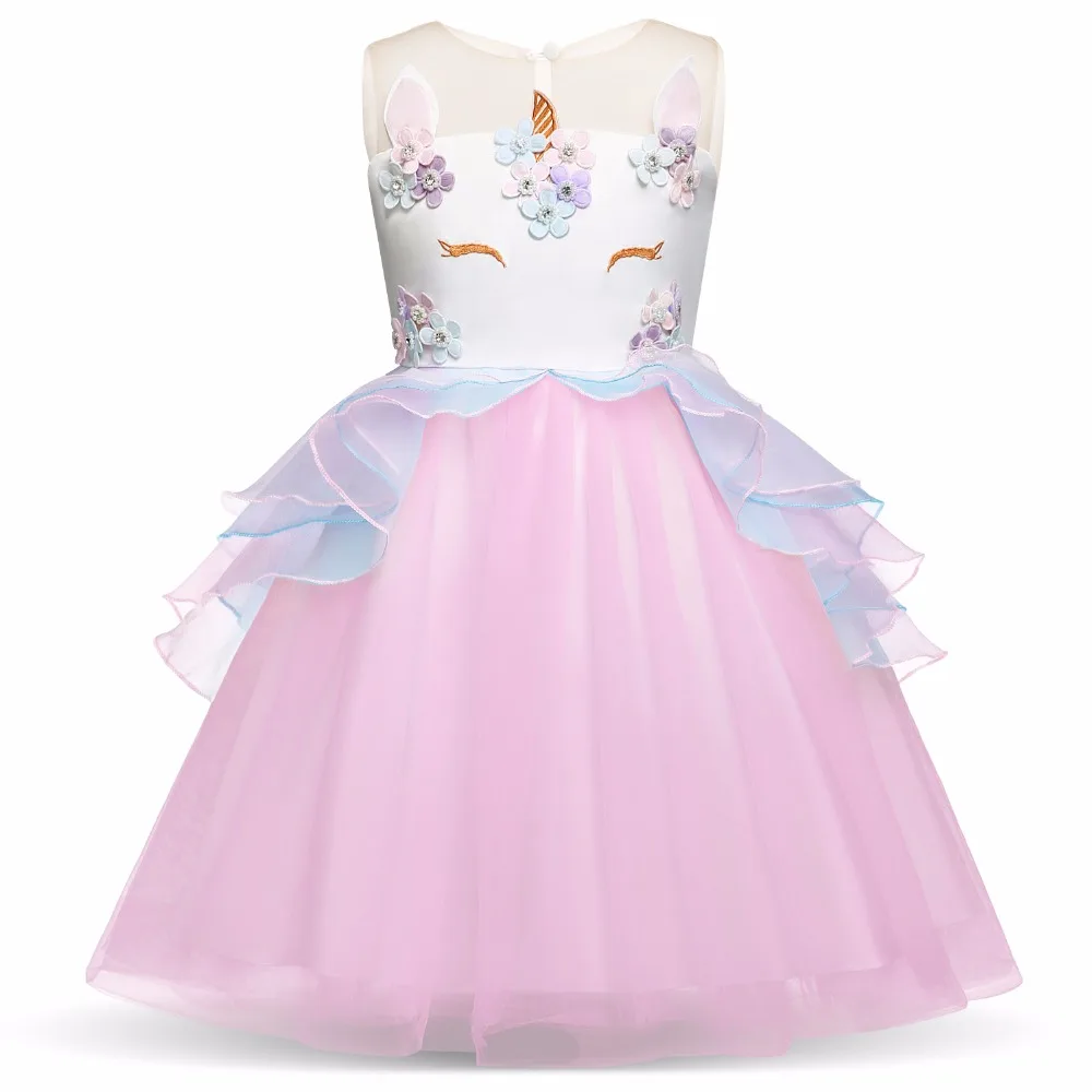 

Kids Fancy Unicorn Dress for Girls Teens Christmas Dress Tulle 3-12 Years Children Wedding Party Costume Unicornio Ball Gown