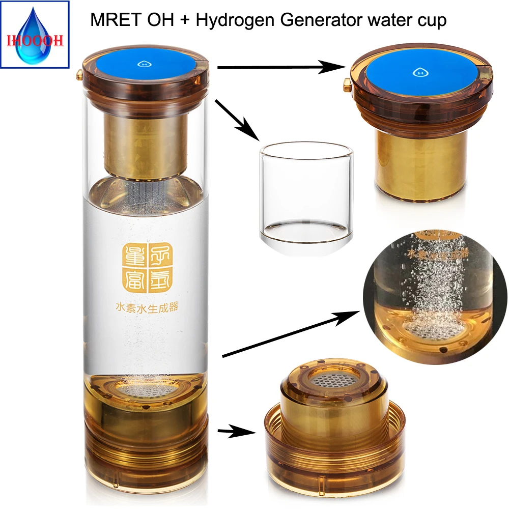 

MRETOH Spin Quantum Resonator and Anti-aging Hydrogen water generator usb hydrogen rich water ionizer H2 glass cup