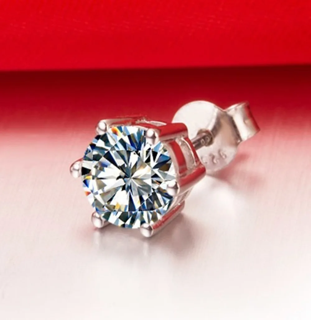 0 5 Ct Piece Round Cut Six G Sona Simulate Diamond Stud 0 5 Ct Piece Round Cut Six G Sona Simulate Diamond Stud Earrings Hearts And Arrow Brand Sterling Silver White Gold Finish In From Jewelry
