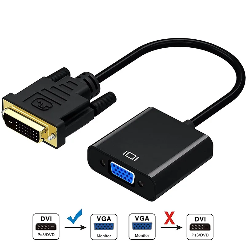 DVI to VGA Converter Adapter Cable DVI 24+1 to 25 Pin VGA Male to Female Connector for TV PS3 PS4 PC Display 1080P Free Shipping (4)