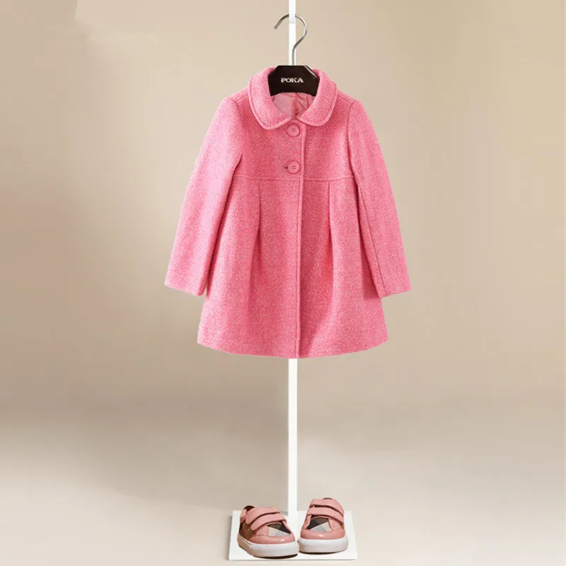 YNB High quality children winter clothes wool coat kids girls pink keep