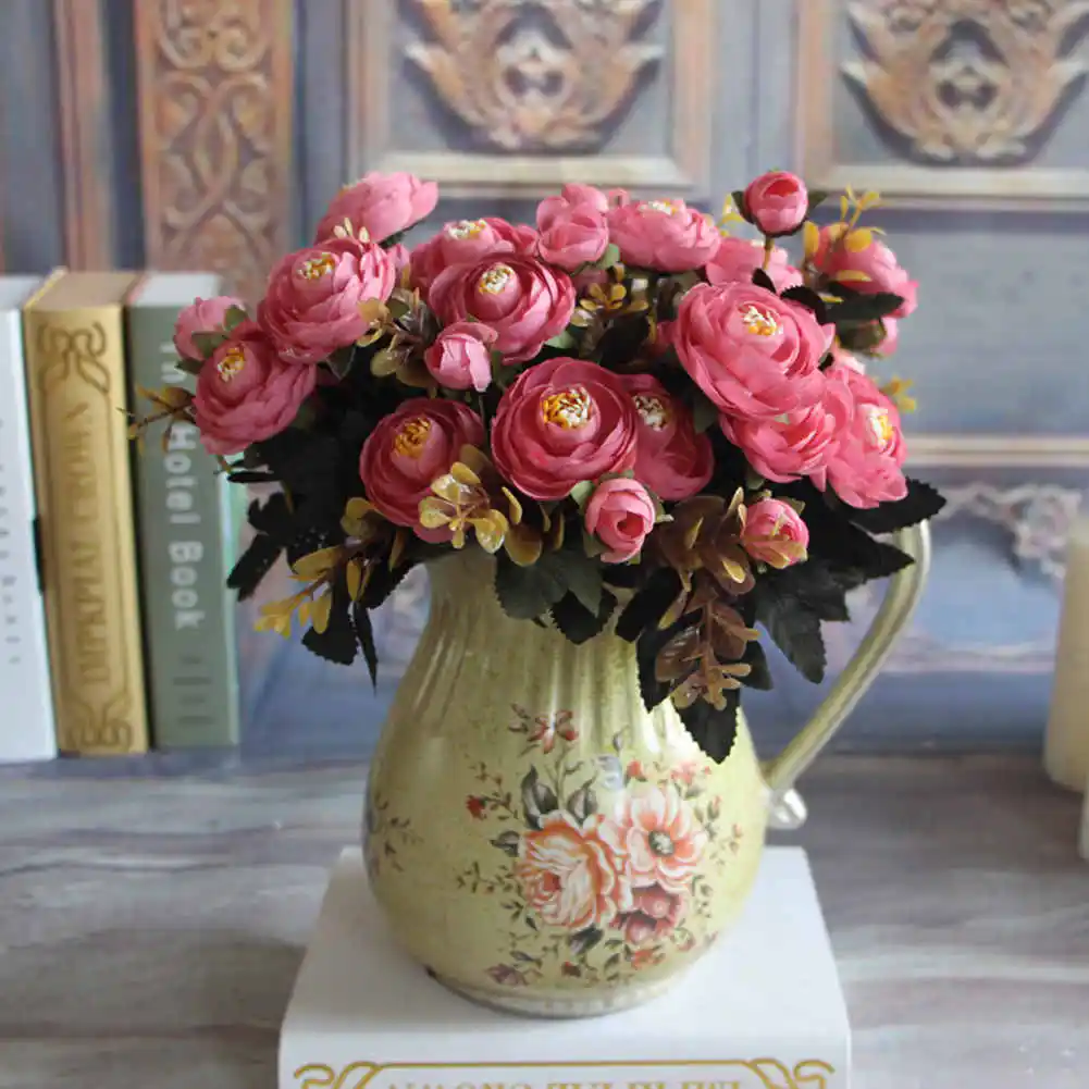 Vivid 6 веток искусственные атласной чайной розой бутоны пион вечерние Искусственные цветы вечерние партия украшения искусственная