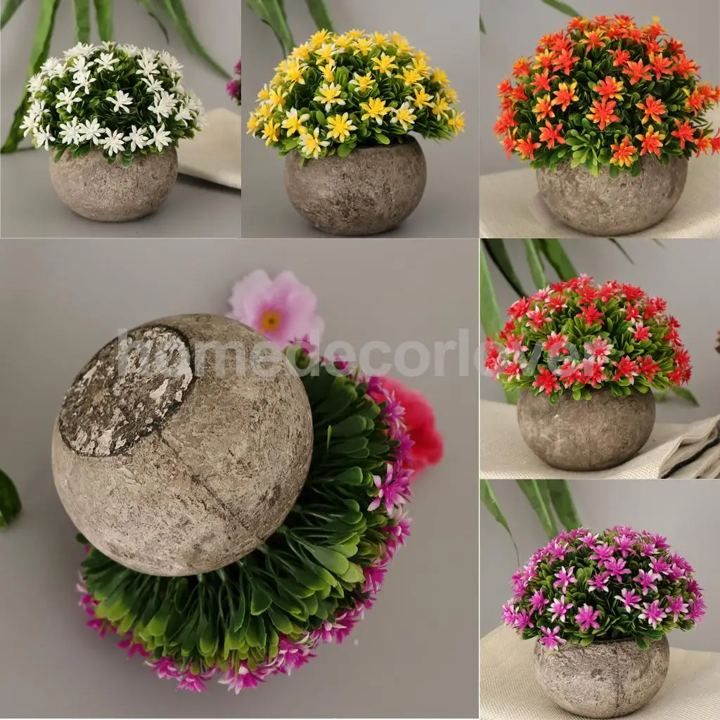 Hot Sales Artificial Shrubs Faux Plastic Fake Gypsophila Potted Flowers Indoor Outside Home Garden Office Wedding Home Decor