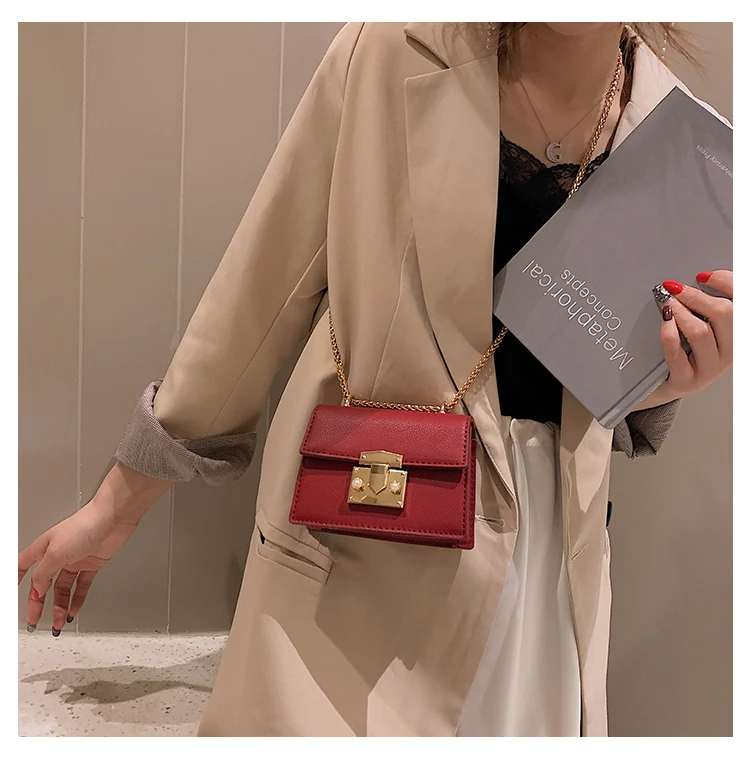 Элегантная Женская Повседневная квадратная сумка летняя новая качественная кожаная женская дизайнерская сумка с цепочкой