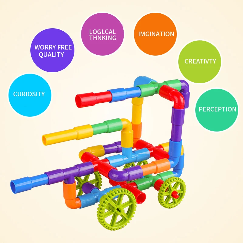 DIY Pipeline Block Colorful Educational Water Pipe Building Blocks Assembling Pipeline Tunnel Block Model Toy For Kids Gift (11)
