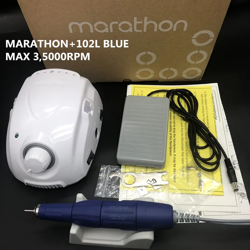 MARATHON Champion 3 102L синий наконечник 35000 об/мин электрическая дрель для ногтей мощный 210