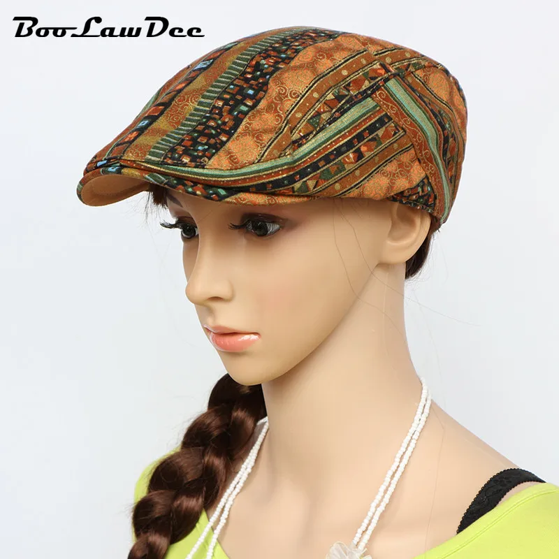 

BooLawDee Striped summer unisex plat cap adjustable 55 to 59 cm ladies casual men's retro fashion personality M731