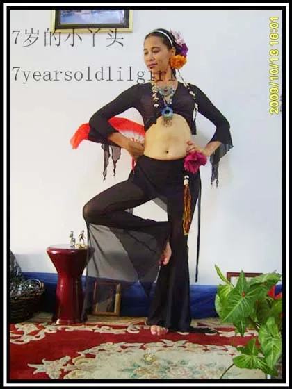 

Belly dance pants Transparent thin Tribal Belly Dance flare Pants with mini skirt CB01-11