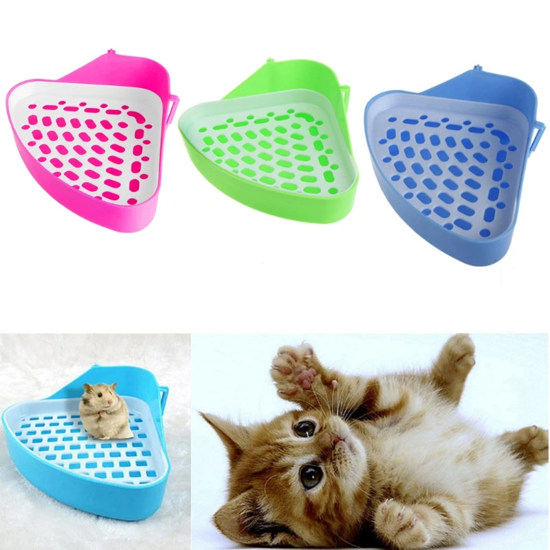 

Pet Cat Rabbit Small Animal Pee Toilet Potty Bowl Corner Clean Litter Trays Hot