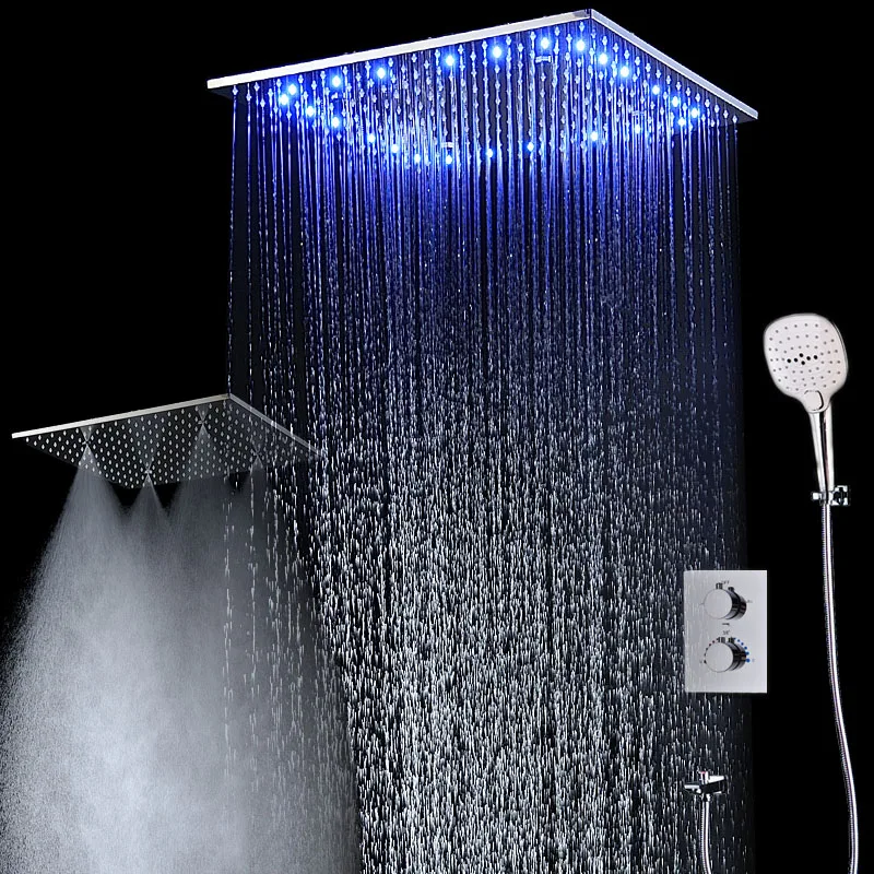2018 Новый светодиодный душ 20 дюймов потолок дождь SPA насадкой 3 Функции ABS массаж ручной душ с смесители термостатические