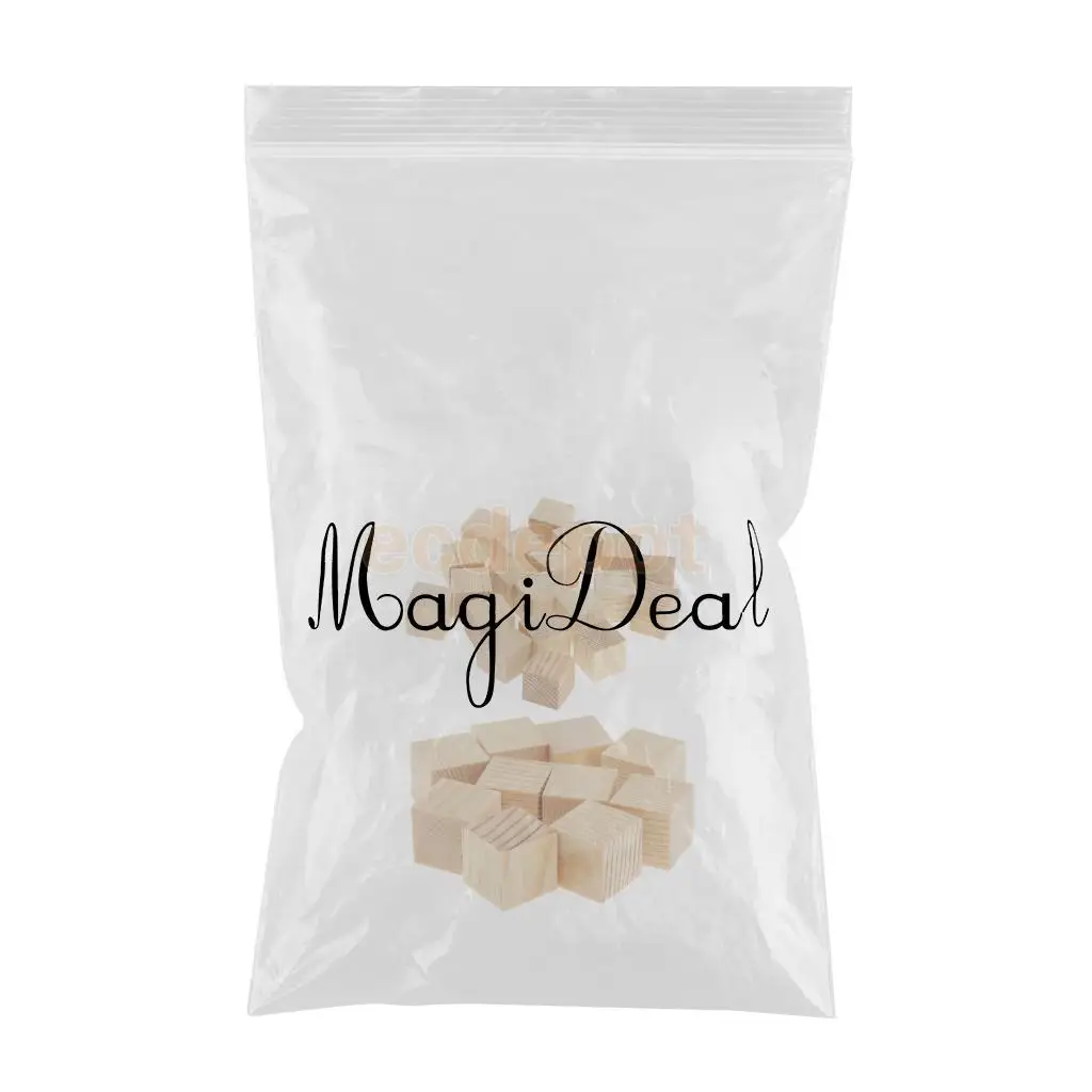 MagiDeal 30 Pieces Blank Natural Unfinished Wood Cube Blocks Wooden Pieces for Model Making Wood Craft Woodworking 15mm 20mm
