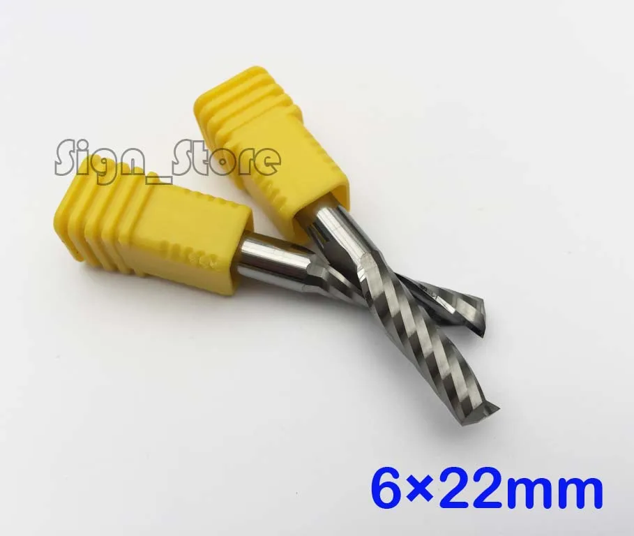 2Pcs 6mm *22mm Single Flute Aluminum Milling Cutter, Quality End Mill