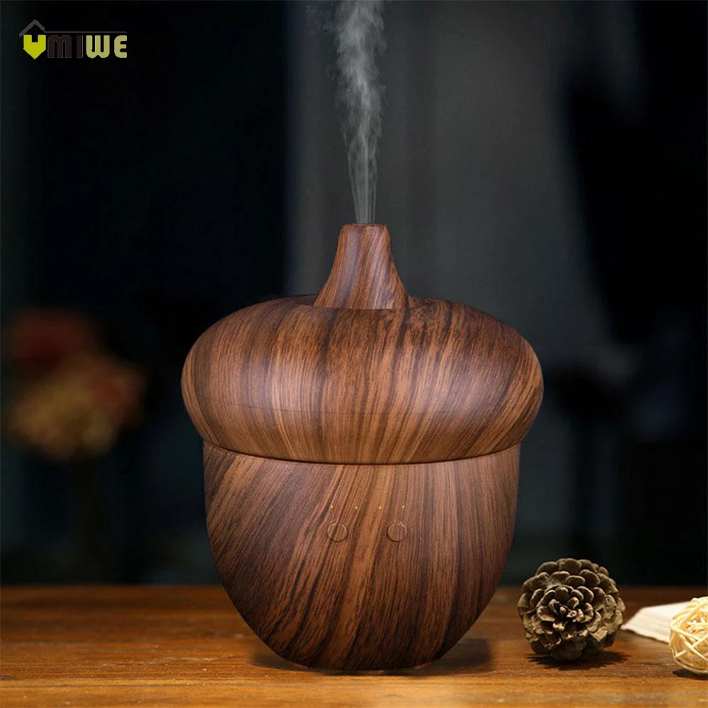 

300ml Nut Aroma Essential Oil Diffuser Ultrasonic Air Humidifier purifier with Wood Grain LED Lights for Office Home Bedroom