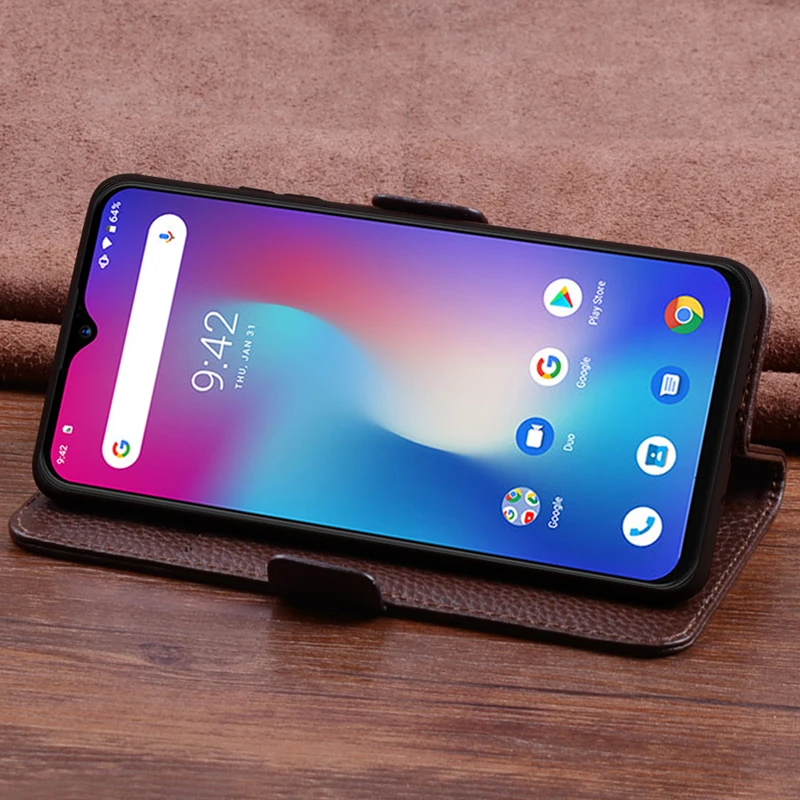 Флип чехол из натуральной кожи для UMIDIGI Power защитный телефона кожаный кошелек