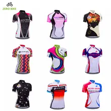 ZEROBIKE Women’s Short Sleeve Cycling Jersey Quick Dry Breathable MTB Bike Clothing Full Zip Tops T-shirt ropa ciclismo US Size