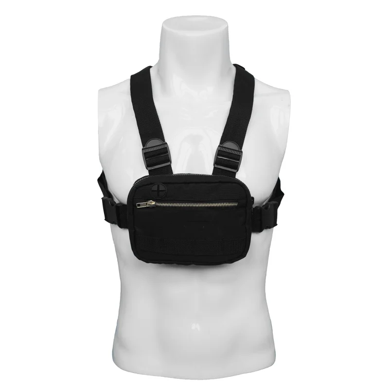 

Tactical Vest Shoulder Bags Camping Chest Rig Bag Adjustable Pockets Waistcoat Black Waist Bags for hiking travel