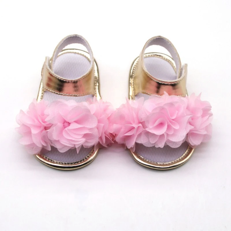 Сандалии с цветами для девочек; обувь для новорожденных девочек; летние сандалии с большими цветами для малышей; обувь принцессы из хлопка