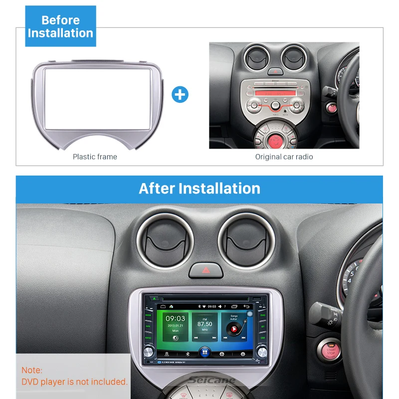 Автомобильный радиоприемник Seicane 2 Din комплект отделки для 2010 Nissan March отдельный DVD