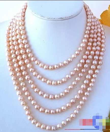 

HOT## Wholesale >>>> P1219 LONG 100" 9MM PINK ROUND FRESHWATER CULTURED PEARL NECKLACE