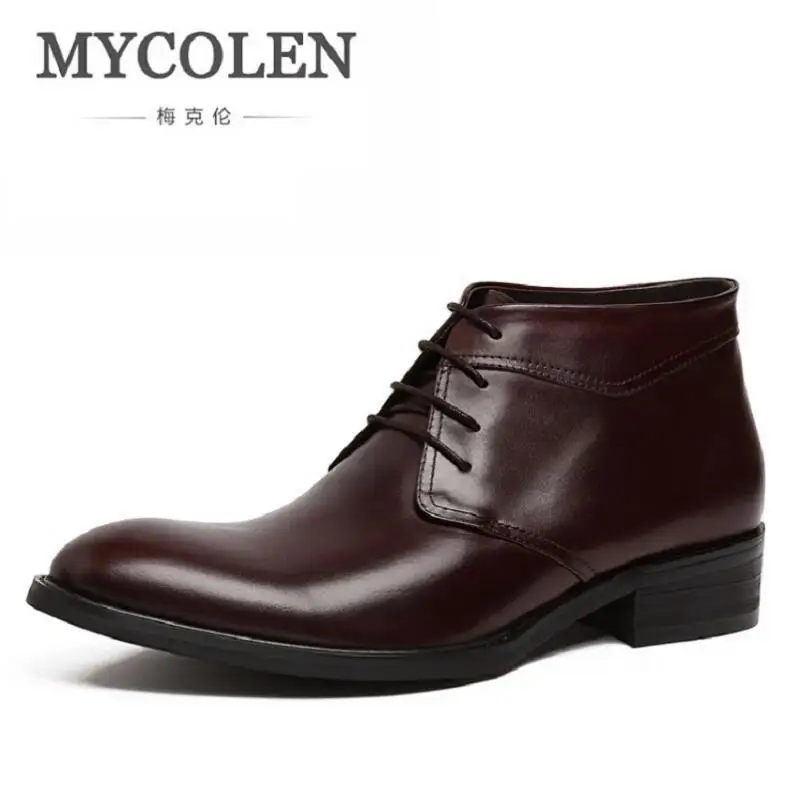 3 Invierno Cuero Los marrón Tinto Hombres Casuales De Tobillo Botas Cómodos Clásico Mycolen Zapatos Genuino Alta vino Negro Colores aIOYqBqw
