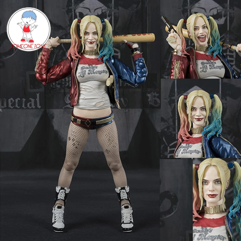 

15cm SHF Suicide Squad Joker Harley Quinn Action Figure Doll Model Toys With 3 Head Expression Collectible Toys Kids Gift