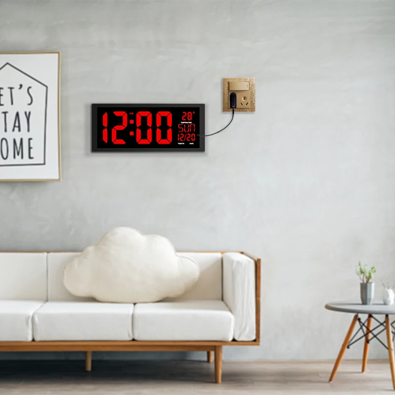 Nuevo reloj de pared LED rojo TXL, reloj de mesa, decoración de oficina de doble uso USB diseño moderno relojes grandes para el hogar grandes dígitos enchufe UE/EE. UU. Nuevo reloj de pared LED rojo TXL, reloj de mesa, decoración de oficina de doble uso USB diseño moderno relojes grandes para el hogar grandes dígitos enchufe UE/EE. UU.