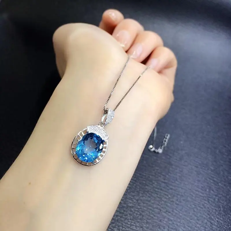 

2017 Qi Xuan_Blue Stone Simple Elegant Pendant Necklace_Real Blue Stone Necklace_Quality Guaranteed_Manufacturer Directly Sale