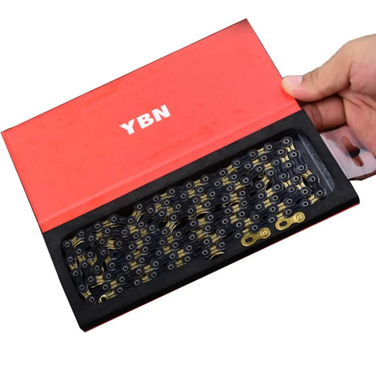 

New YBN Ultralight black / gold hollow 11 speed bicycle chain MTB road bike 10 speed chain for Shimano Sram campagnolo system
