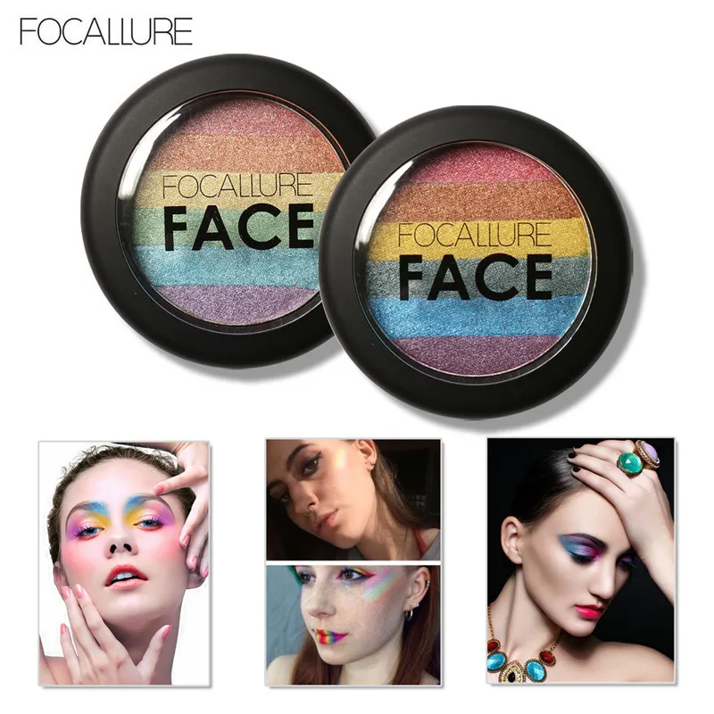 

FOCALLURE New Rainbow Highlighter Makeup Palette Cosmetic Blusher Shimmer Powder Contour Eyeshadow Face Changing Highlight
